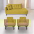 Kit Diva Recamier Azura 140cm Lado Direito e 02 Poltronas Classic Suede Amarelo - Amarena Móveis