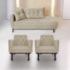 Kit Diva Recamier Azura 140cm Lado Direito e 02 Poltronas Classic Suede Bege - Amarena Móveis