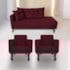 Kit Diva Recamier Azura 140cm Lado Direito e 02 Poltronas Classic Suede Bordô - Amarena Móveis