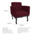 Kit Diva Recamier Azura 140cm Lado Direito e 02 Poltronas Classic Suede Bordô - Amarena Móveis