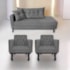 Kit Diva Recamier Azura 140cm Lado Direito e 02 Poltronas Classic Suede Cinza - Amarena Móveis