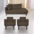 Kit Diva Recamier Azura 140cm Lado Direito e 02 Poltronas Classic Suede Marrom - Amarena Móveis