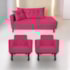 Kit Diva Recamier Azura 140cm Lado Direito e 02 Poltronas Classic Suede Pink - Amarena Móveis