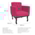 Kit Diva Recamier Azura 140cm Lado Direito e 02 Poltronas Classic Suede Pink - Amarena Móveis