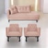 Kit Diva Recamier Azura 140cm Lado Direito e 02 Poltronas Classic Suede Rosê - Amarena Móveis