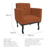 Kit Diva Recamier Azura 140cm Lado Direito e 02 Poltronas Classic Suede Terracota - Amarena Móveis