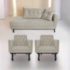 Kit Diva Recamier Azura 140cm Lado Esquerdo e 02 Poltronas Classic Linho Bege - Amarena Móveis