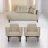 Kit Diva Recamier Azura 140cm Lado Esquerdo e 02 Poltronas Classic Suede Bege - Amarena Móveis