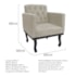 Kit Diva Recamier Azura 160cm Lado Esquerdo e 02 Poltronas Classic Linho Bege - Amarena Móveis