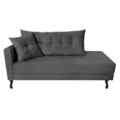 Kit Diva Recamier Azura 160cm Lado Direito e 02 Poltronas Classic Linho Cinza Escuro - Amarena Móveis