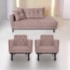 Kit Diva Recamier Azura 160cm Lado Esquerdo e 02 Poltronas Classic Linho Rosê - Amarena Móveis