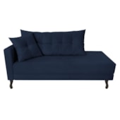 Kit Diva Recamier Azura 160cm Lado Direito e 02 Poltronas Classic Suede Azul Marinho - Amarena Móveis