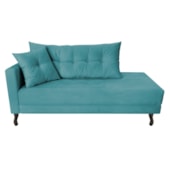 Kit Diva Recamier Azura 160cm Lado Direito e 02 Poltronas Classic Suede Azul Turquesa - Amarena Móveis