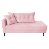 Kit Diva Recamier Azura 160cm Lado Direito e 02 Poltronas Classic Suede Rosa Bebê - Amarena Móveis