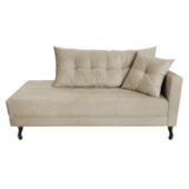 Kit Diva Recamier Azura 160cm Lado Esquerdo e 02 Poltronas Classic Linho Bege - Amarena Móveis
