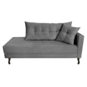 Kit Diva Recamier Azura 185cm Lado Esquerdo e 02 Poltronas Classic Suede Cinza - Amarena Móveis