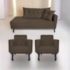 Kit Diva Recamier Azura 185cm Lado Esquerdo e 02 Poltronas Classic Suede Marrom - Amarena Móveis