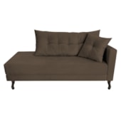 Kit Diva Recamier Azura 185cm Lado Esquerdo e 02 Poltronas Classic Suede Marrom - Amarena Móveis