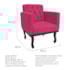 Kit Diva Recamier Azura 185cm Lado Esquerdo e 02 Poltronas Classic Suede Pink - Amarena Móveis