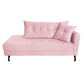 Kit Diva Recamier Azura 185cm Lado Esquerdo e 02 Poltronas Classic Suede Rosa Bebê - Amarena Móveis