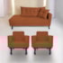 Kit Diva Recamier Azura 185cm Lado Esquerdo e 02 Poltronas Classic Suede Terracota - Amarena Móveis