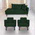 Kit Diva Recamier Azura 185cm Lado Esquerdo e 02 Poltronas Classic Suede Verde - Amarena Móveis