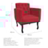 Kit Diva Recamier Azura 185cm Lado Esquerdo e 02 Poltronas Classic Suede Vermelho - Amarena Móveis