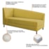Kit Diva Recamier Heitor 140cm Lado Direito e 02 Poltronas Luiza Suede Amarelo - Amarena Móveis