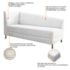 Kit Diva Recamier Heitor 140cm Lado Direito e 02 Poltronas Luiza Suede Branco - Amarena Móveis