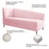 Kit Diva Recamier Heitor 140cm Lado Direito e 02 Poltronas Luiza Suede Rosa bebê - Amarena Móveis