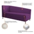 Kit Diva Recamier Heitor 140cm Lado Direito e 02 Poltronas Luiza Suede Roxo - Amarena Móveis