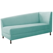 Kit Diva Recamier Heitor 160cm Lado Esquerdo e 02 Poltronas Luiza Suede Azul Tiffany - Amarena Móveis