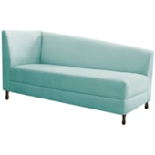 Kit Diva Recamier Heitor 185cm Lado Direito e 02 Poltronas Luiza Suede Azul Tiffany - Amarena Móveis