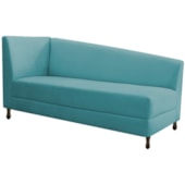 Kit Diva Recamier Heitor 185cm Lado Direito e 02 Poltronas Luiza Suede Azul Turquesa - Amarena Móveis