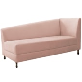 Kit Diva Recamier Heitor 185cm Lado Esquerdo e 02 Poltronas Luiza Suede Rosê - Amarena Móveis