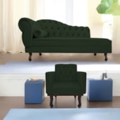 Kit Diva Recamier Juliana 120cm Lado Direito e 1 Poltrona Classic Linho Verde - Amarena Móveis