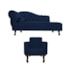 Kit Diva Recamier Juliana 120cm Lado Direito e 1 Poltrona Classic Suede Azul Marinho - Amarena Móveis