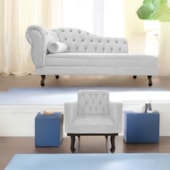 Kit Diva Recamier Juliana 120cm Lado Direito e 1 Poltrona Classic Suede Branco - Amarena Móveis