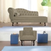 Kit Diva Recamier Juliana 120cm Lado Direito e 1 Poltrona Classic Suede Cappuccino - Amarena Móveis