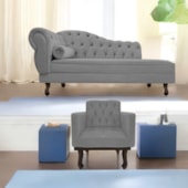 Kit Diva Recamier Juliana 120cm Lado Direito e 1 Poltrona Classic Suede Cinza - Amarena Móveis