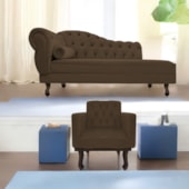 Kit Diva Recamier Juliana 120cm Lado Direito e 1 Poltrona Classic Suede Marrom - Amarena Móveis