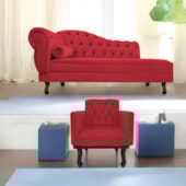 Kit Diva Recamier Juliana 120cm Lado Direito e 1 Poltrona Classic Suede Vermelho - Amarena Móveis