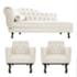 Kit Diva Recamier Juliana 120cm Lado Direito e 2 Poltronas Classic Corano Bege - Amarena Móveis