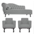 Kit Diva Recamier Juliana 120cm Lado Direito e 2 Poltronas Classic Corano Cinza - Amarena Móveis