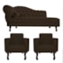 Kit Diva Recamier Juliana 120cm Lado Direito e 2 Poltronas Classic Corano Marrom - Amarena Móveis