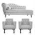 Kit Diva Recamier Juliana 120cm Lado Direito e 2 Poltronas Classic Linho Cinza Claro - Amarena Móveis