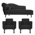 Kit Diva Recamier Juliana 120cm Lado Direito e 2 Poltronas Classic Linho Cinza Escuro - Amarena Móveis