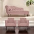 Kit Diva Recamier Juliana 120cm Lado Direito e 2 Poltronas Classic Linho Rose - Amarena Móveis