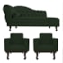 Kit Diva Recamier Juliana 120cm Lado Direito e 2 Poltronas Classic Linho Verde - Amarena Móveis