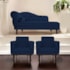 Kit Diva Recamier Juliana 120cm Lado Direito e 2 Poltronas Classic Suede Azul Marinho - Amarena Móveis